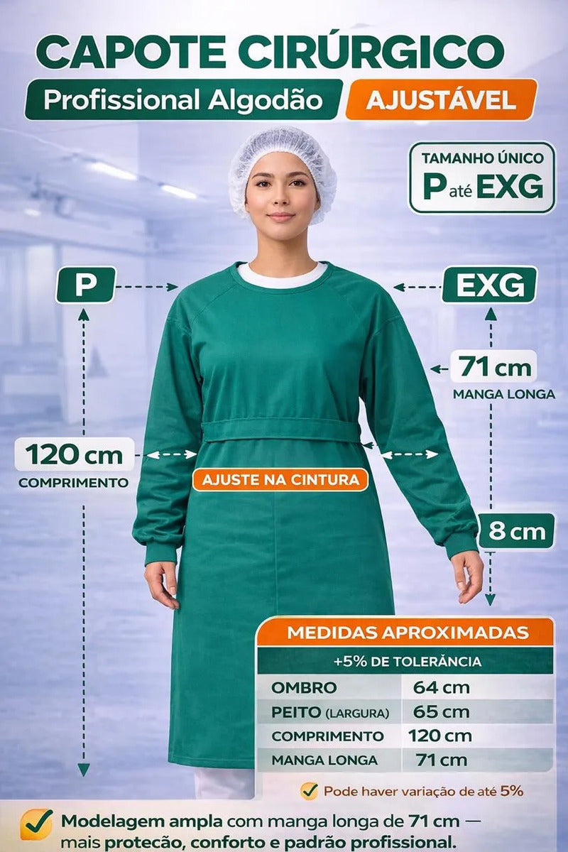 Capote Cirúrgico Prossional Brim Pesado Algodão Resistente - Imagem 3